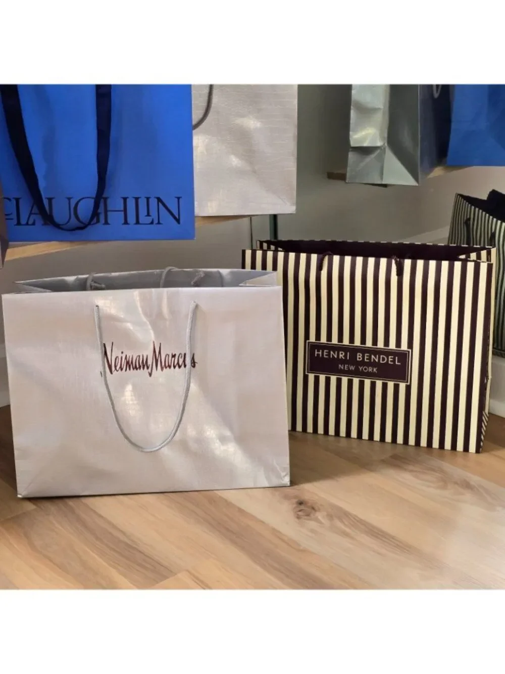 5 Shopping Paper Tote Bags McLaughlin Neiman Markus Henri Bendel BCBG MAXAZRIA